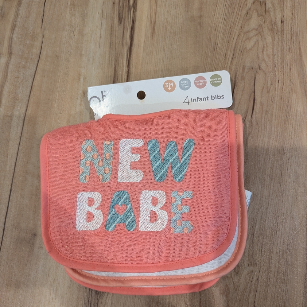 Girls 3 Month Infant Bibs 4 Pack NWT
